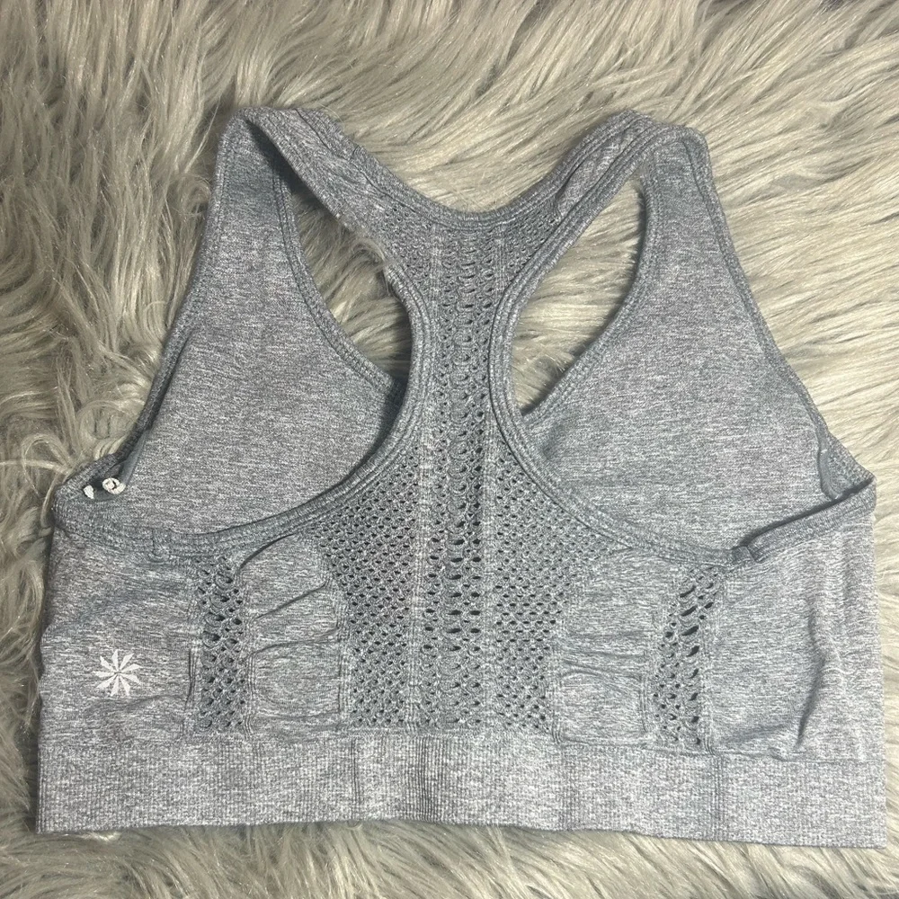 Athleta Seamless Laser Cut Gray Sports Bra Size Medium